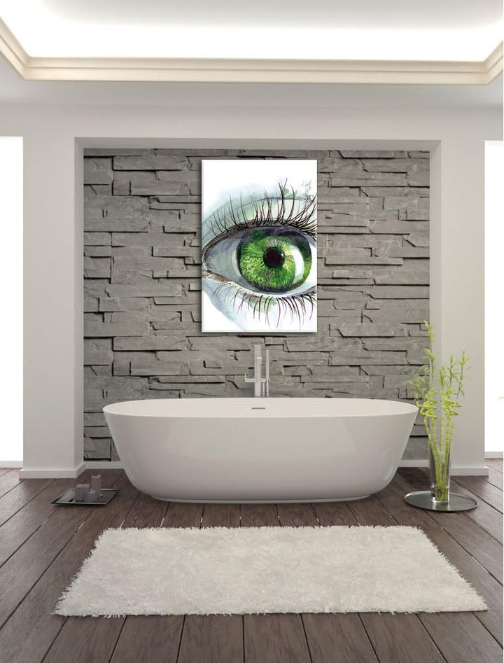Pixxprint Grünes Auge, Format: 100x70 auf Leinwand, XXL riesige Bilder fertig gerahmt mit Keilrahmen