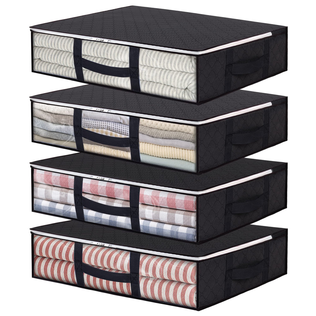 Vieshful 4 Pack Unterbettkommoden 40 L Faltbarer Kleiderbeutel Grosse Kapazität Aufbewahrungsbehälte