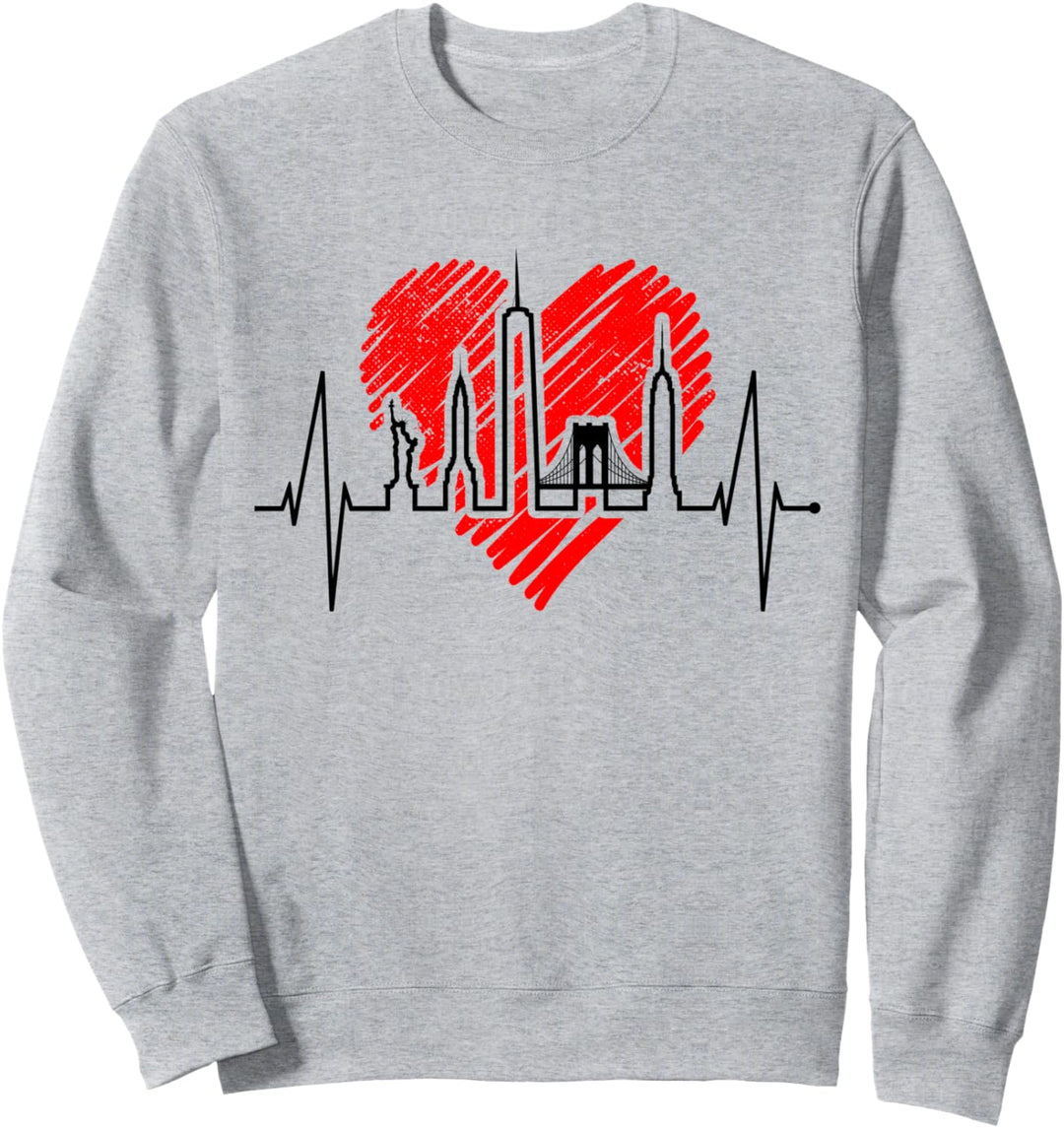 New York Skyline Herzschlag Freiheitsstatue NYC USA New York Sweatshirt