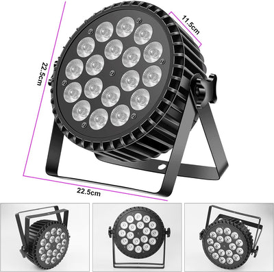 DELIBANG 200W LED Par Scheinwerfer RGB UV Schwarzlicht 18 LED Bühnenlicht Partylicht DMX-4/8CH Strah