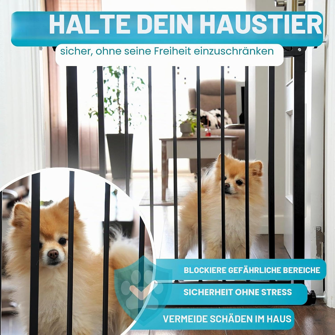 ALMAR Baby Sicherheitsgitter, 67-74 cm, schwarz, einfache Montage, für Türen, Flure oder Treppen, we