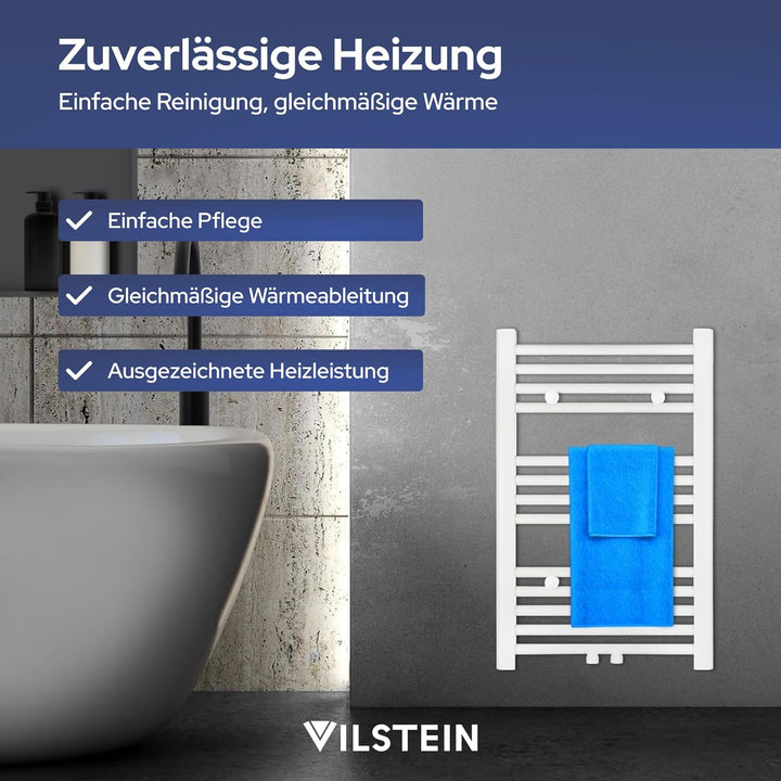 VILSTEIN® Badheizkörper [70x45cm] - Handtuchheizkörper Elektrisch Nutzbar - Handtuchtrockner Badezim