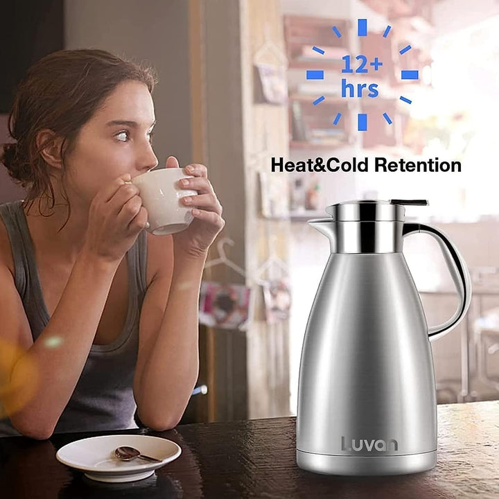 Luvan 1,8L Thermoskanne 304 Edelstahl Kaffee Isolierkanne 12h heiss und 24h kalt Doppelwandige Vakuu