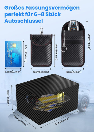 Autoschlüssel Faraday Box & Bags (2 STK), Keyless Go Schutz von Handy, Signalblocker für Kreditkarte