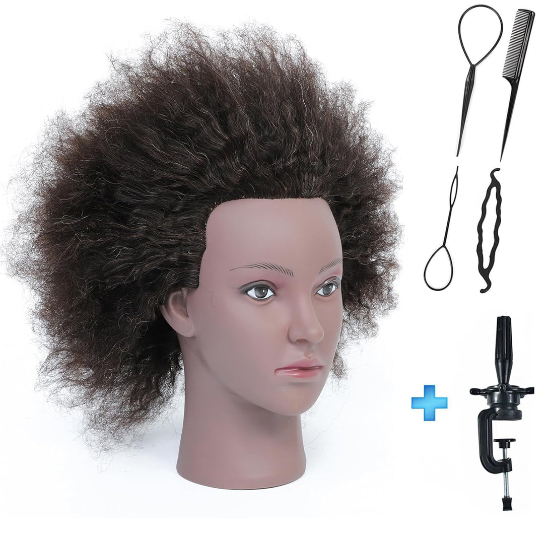 Ausbildung Kopf African American mit 100% Echthaar Schaufensterpuppe Kopf Kosmetologie Afro Haar Man