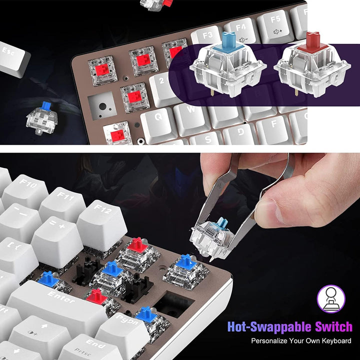 Hotswapple Gaming-Tastatur, 80% Mechanische Rote Schalter Keyboard mit weisse LED-Hintergrundbeleuch