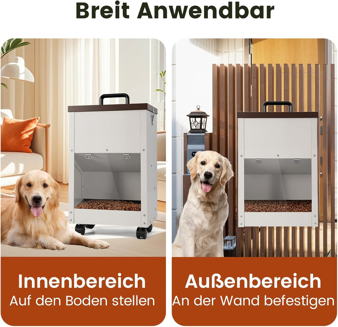 Galvanisierter Automatischer HundefüTterer GrossEr Rasse 30lbs Hundefutter-Spender Mit RäDern FüR Gr