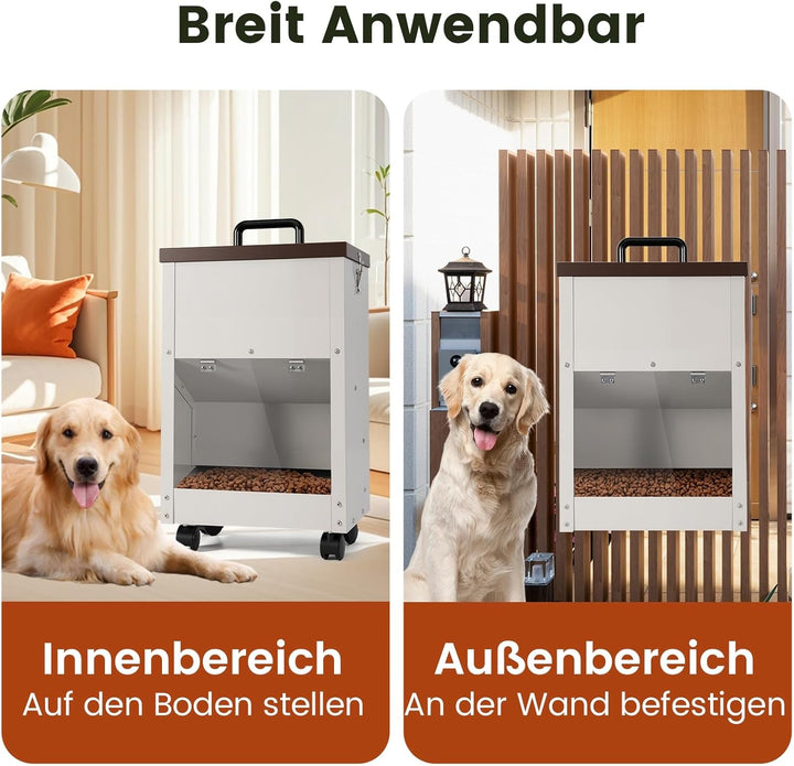 Galvanisierter Automatischer HundefüTterer GrossEr Rasse 30lbs Hundefutter-Spender Mit RäDern FüR Gr