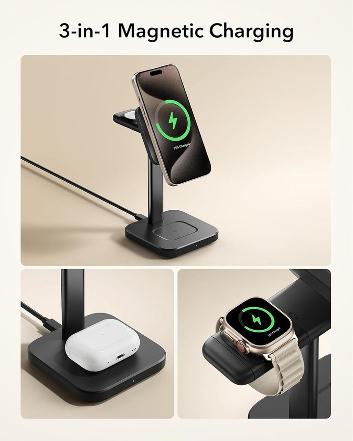 ESR 15W 3-in-1Ladestation für Apple, Zertifizierte MagSafe-Ladestation für iPhone, Magsafe-Ladestati