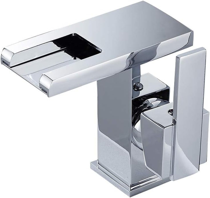 Badarmatur Waschbecken Wasserfall LED Bad Mischbatterie Einhebelmischer Waschbecken für Dusche (Silb