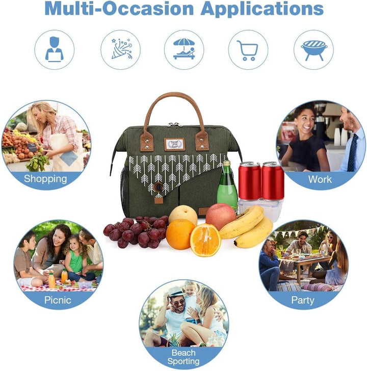 Lekesky Kühltasche Damen Lunchtasche Isolierte für Frauen Auslaufsichere Weit Geöffnete Lunchbox, 11