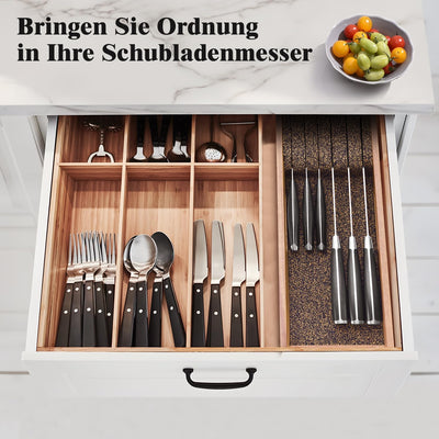 Enoking Messerblock Schublade, Messerhalter Schublade mit Kork-Trennwänden, Messer Organizer Schubla