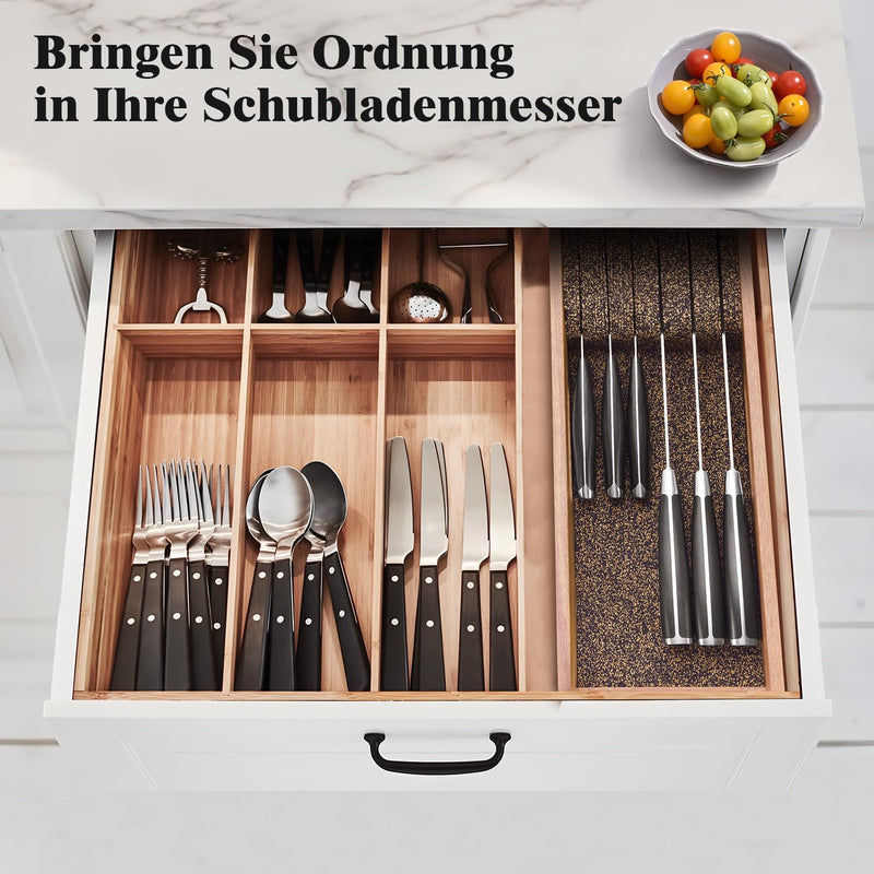 Enoking Messerblock Schublade, Messerhalter Schublade mit Kork-Trennwänden, Messer Organizer Schubla