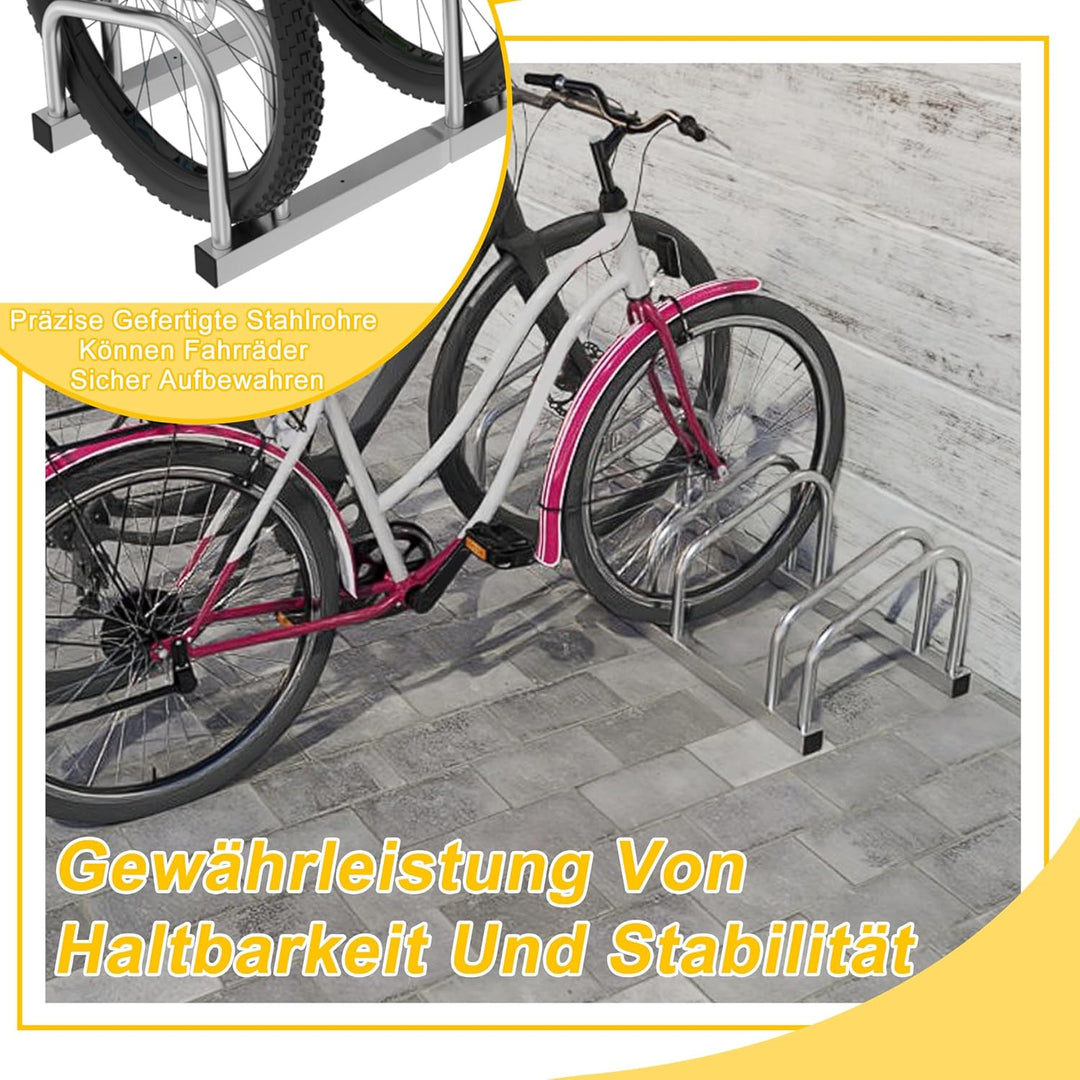 HENGMEI Fahrradständer Für 4 Fahrräder Stahl Mehrfachständer Radabstand für 30-65mm Reifenbreite Büg
