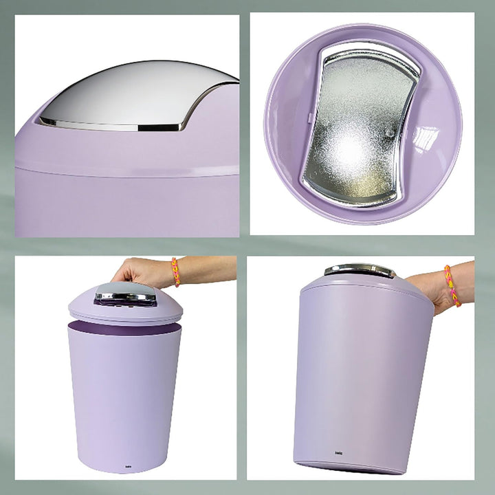kela Schwingdeckeleimer violett, Kosmetikeimer 5l mit Schwingdeckel, Kunststoff, MARTA, Mülleimer Ba