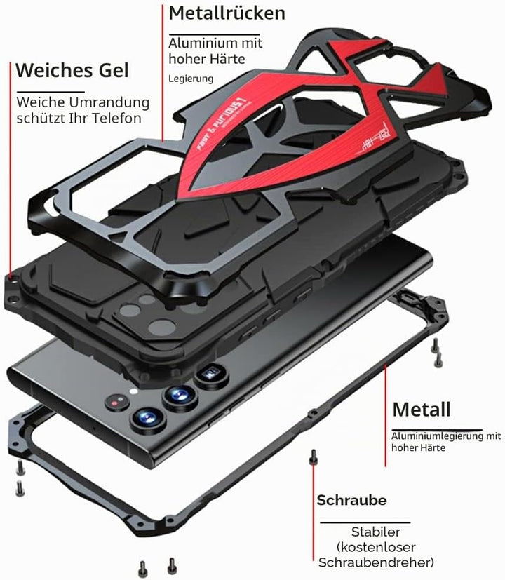 CeeEee Handyhülle für Galaxy S22 Ultra 5G Metall Case Samsung Silikon Stossfeste Hülle Rugged Unzerb
