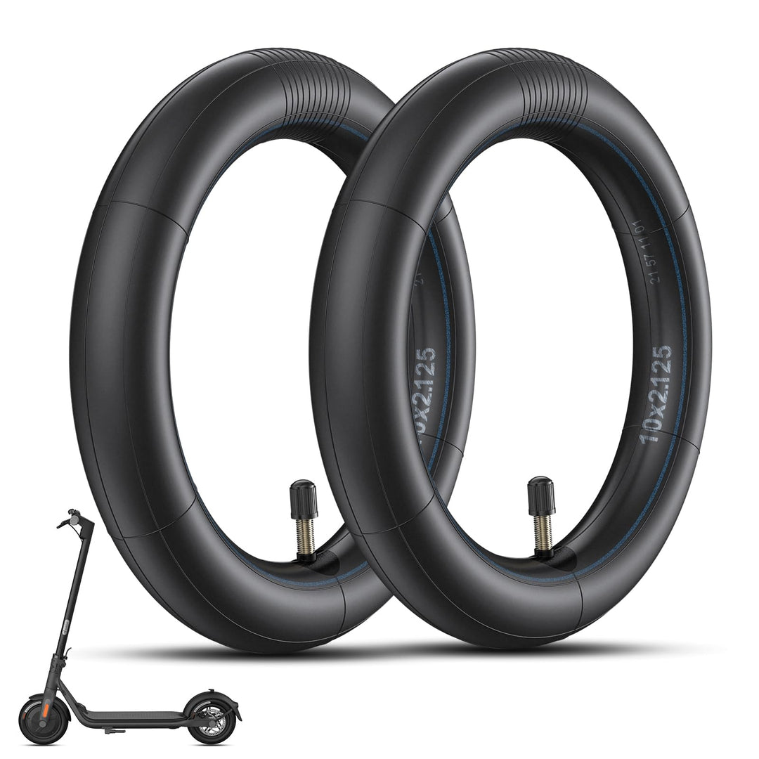 SYACHI E Scooter Schlauch 10x2,125, 10 Zoll Schlauch E Scooter Verdicktes mit Silbernes Ventil 45°/9