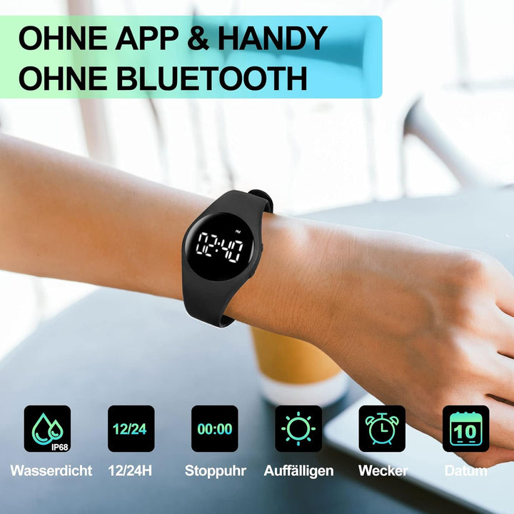 LEBEXY Schrittzähler Uhr Einfach Pedometer Ohne Bluetooth/Ohne App/Ohne Handy | Fitness Armband Trac