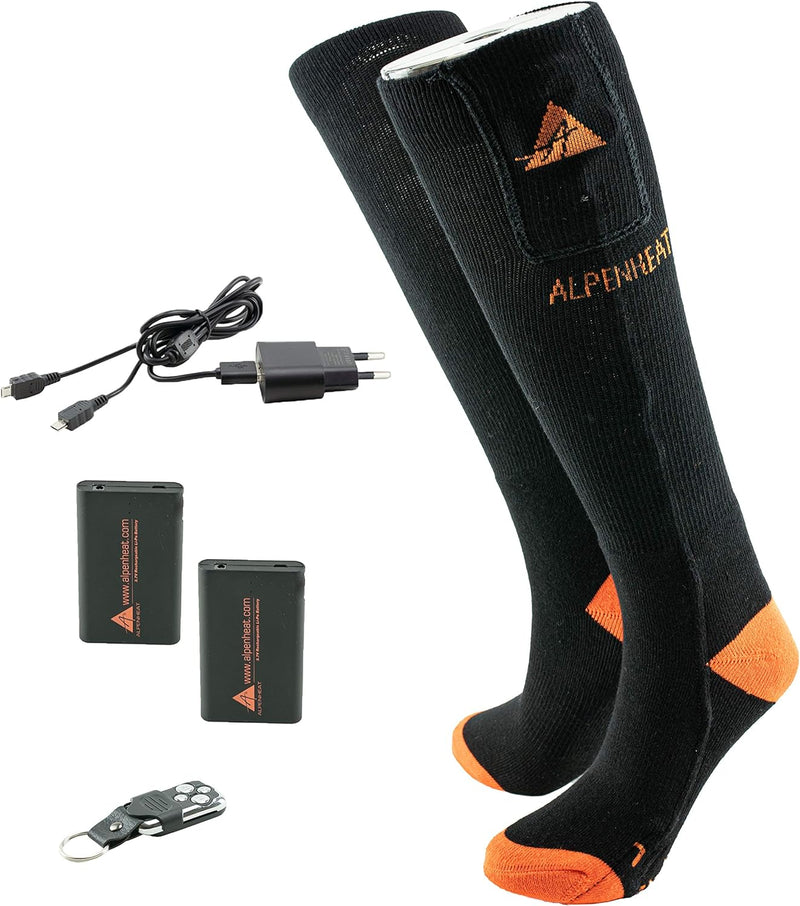 Alpenheat Heizsocken Baumwolle Fire-Socks mit Fernbedienung Beheizte 39-41 schwarz / Orange, 39-41 s