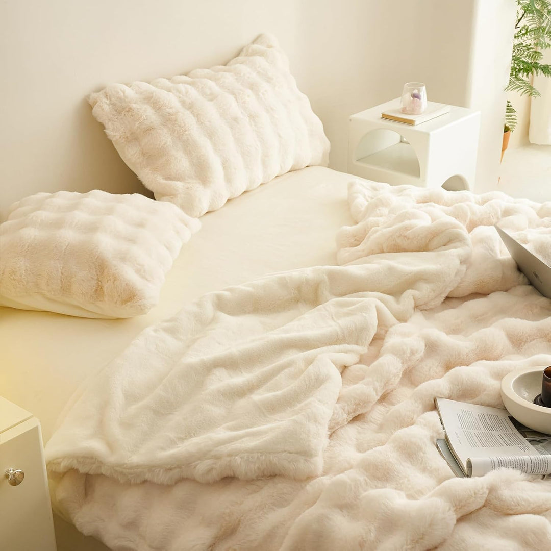 Kuscheldecke Kaninchen Plüsch Decke Kunstfell Warme Überwurfdecke Sofadecke Vielseitig Blanket für C