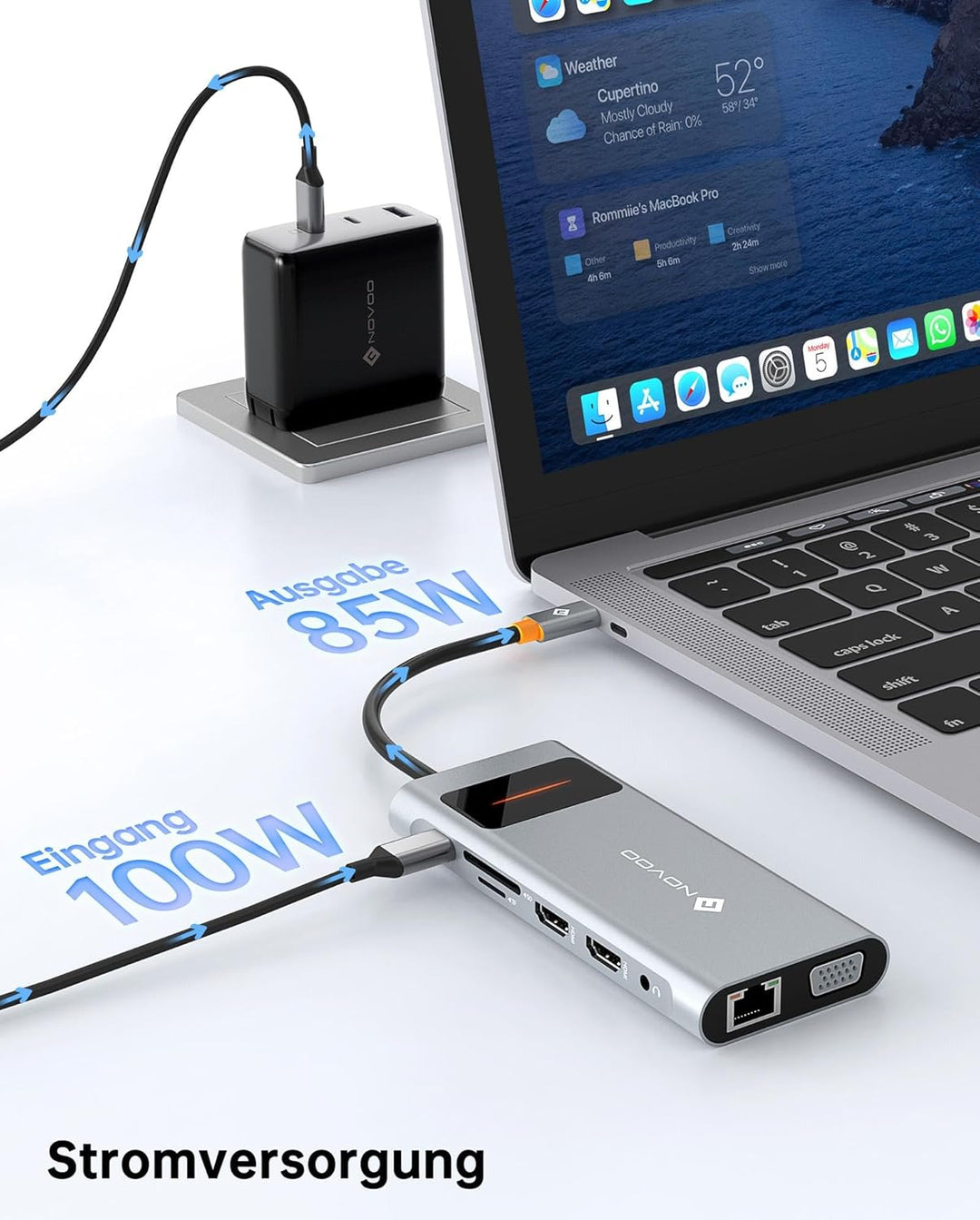 NOVOO USB C Docking Station Triple Display 12 in 1 USB C Hub Multiport Adapter mit 2 HDMI VGA Ethern