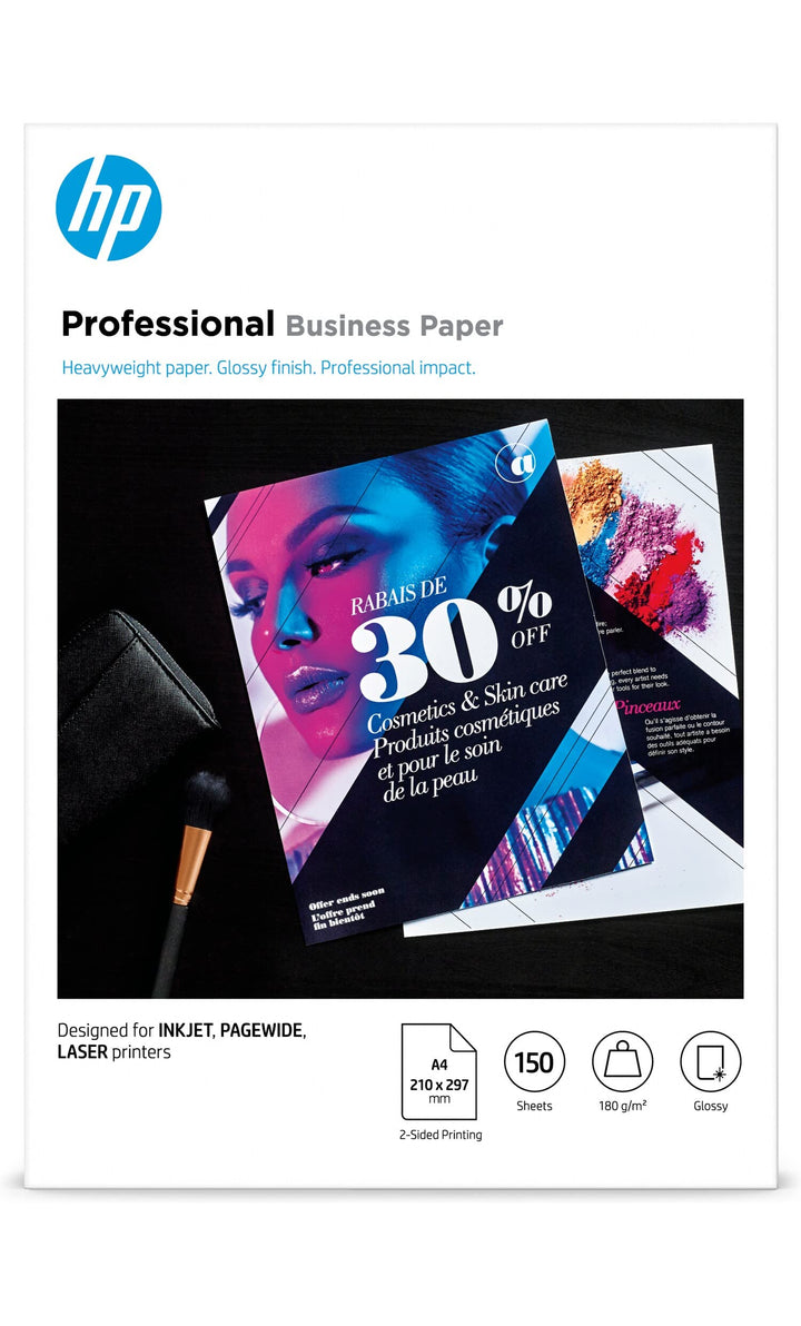 HP InkJet, PageWide und Laser Professional Business Papier (A4, 150 Blatt, glänzend 180 g/m²) glänze