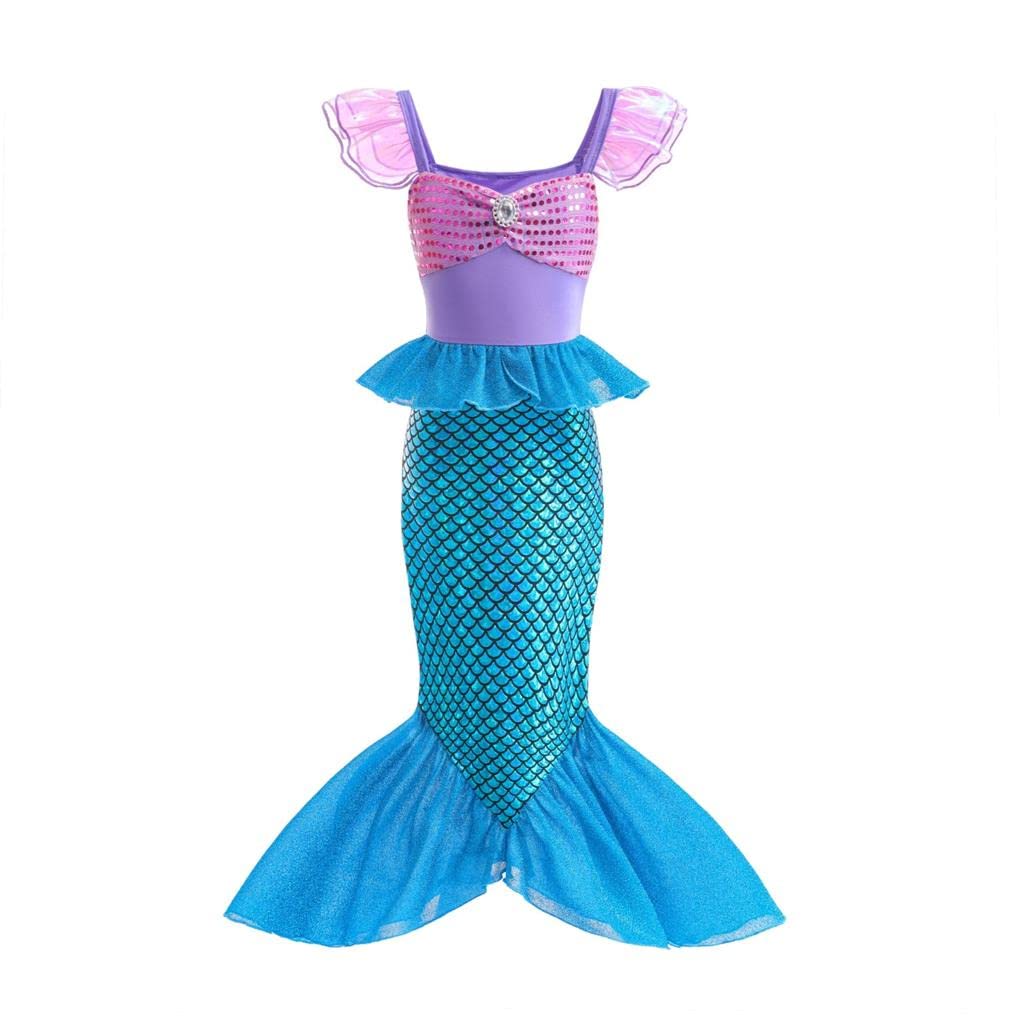 Lito Angels Prinzessin Meerjungfrau Arielle Kostüm Kleid Verkleidung mit Perücke für Kinder Mädchen