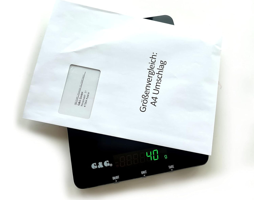 G&G KH-30K, Küchenwaage bis 30kg/1g, 29 * 23 cm gross, einstellbare Abschaltautomatik,mit Netzteil u