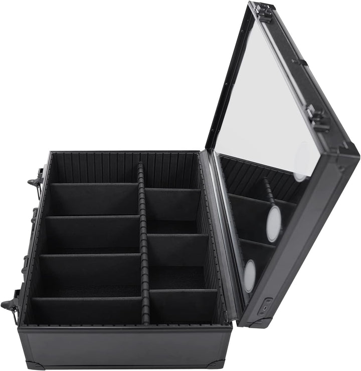 Reise Kosmetik Aufbewahrungsbox Make Up Box Schminkkoffer mit LED Licht Spiegel Kosmetische Organize