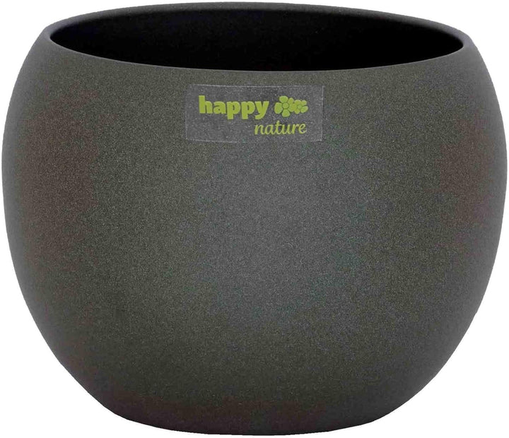 happy nature Set4 4 Keramik Blumentöpfel Madeira dunkel grau Struktur Kugel Ø 16 cm H 13,5 cm