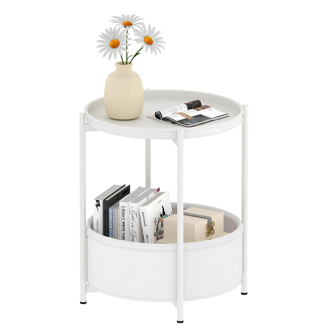 Garden 4 you Beistelltisch Rund, Sofatisch 2 Ebenen, Metall Balkontisch, Kleiner Tisch, Couchtisch m
