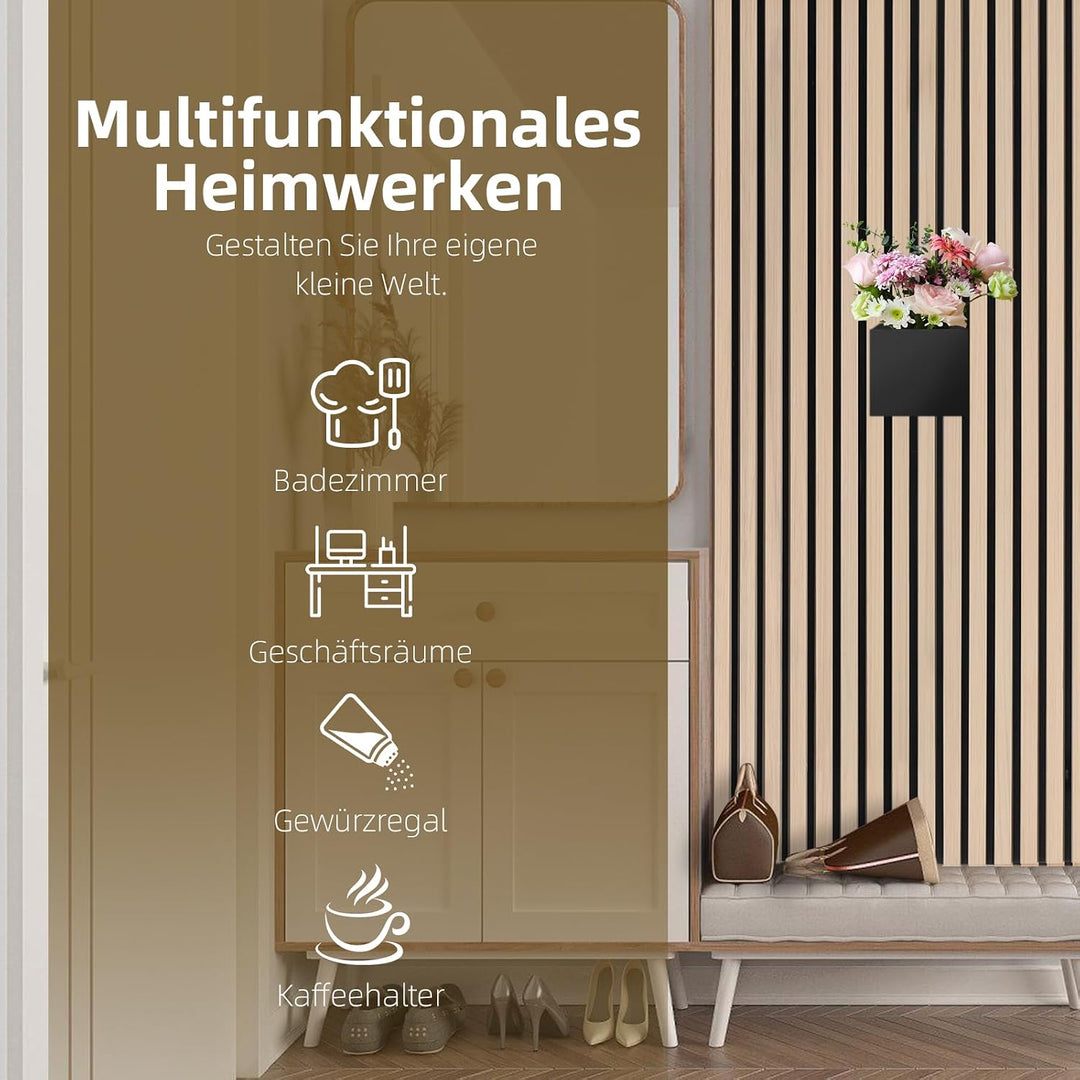 Wandorganizer für Akustikpaneel, Haken, Box & Regal Metall, Ablage für Akustikpaneele Lamellen Wandp