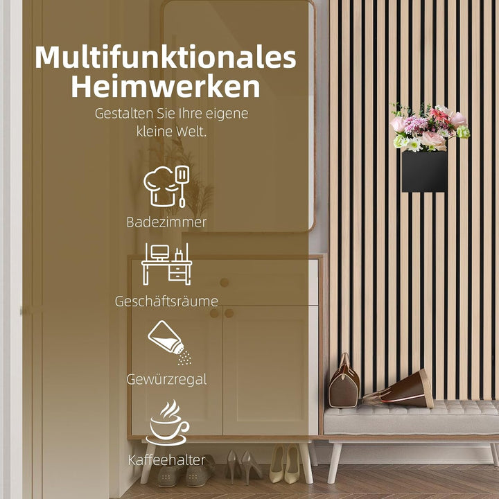 Wandorganizer für Akustikpaneel, Haken, Box & Regal Metall, Ablage für Akustikpaneele Lamellen Wandp