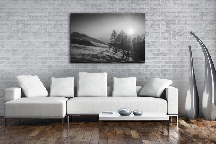 deyoli Sonnenaufgang in den schneebedeckten Bergen Format: 80x60 Effekt: Schwarz/Weiss als Leinwand,