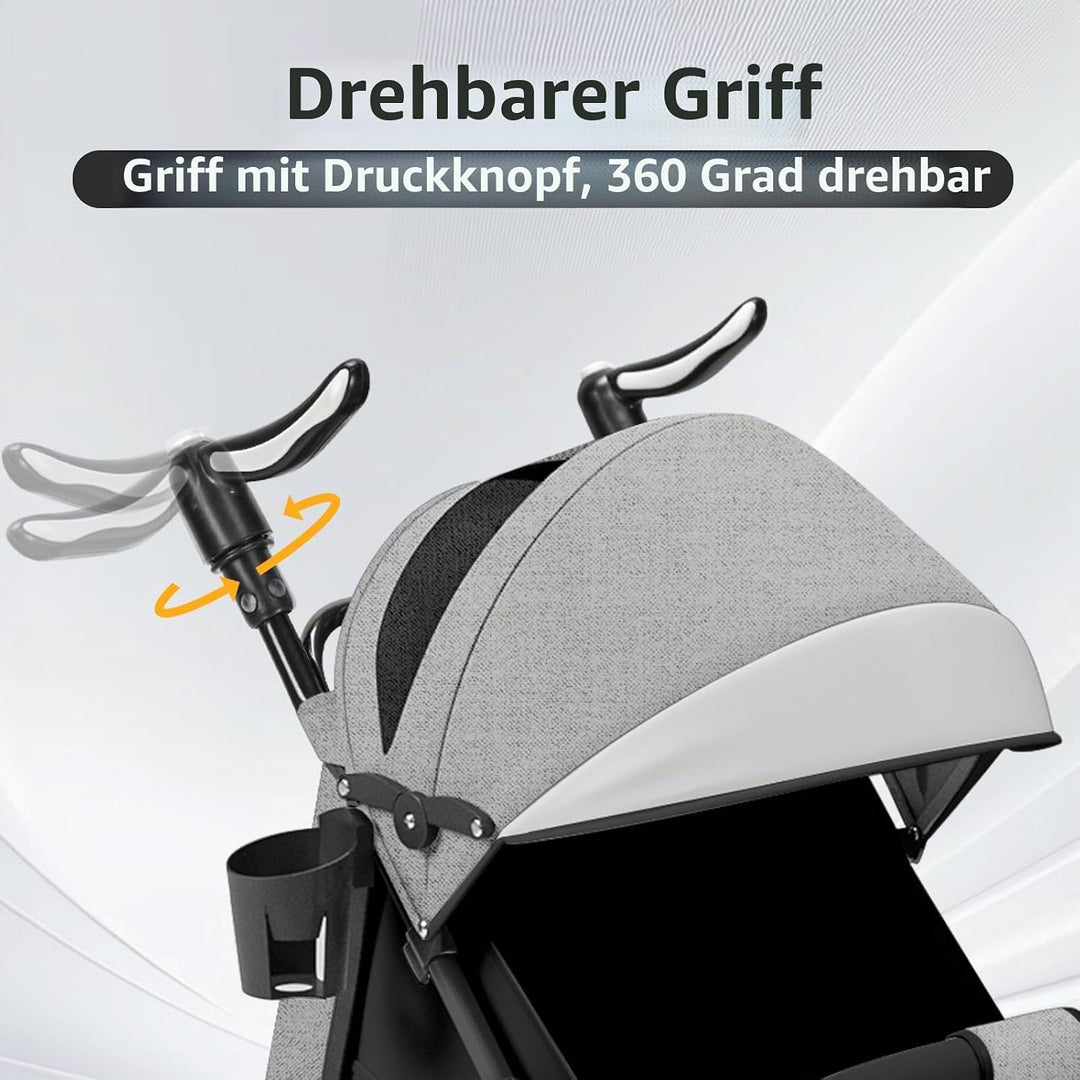 Kompakter Kinderwagen, 0 – 36 Monate, faltbar, mit Aufbewahrungskorb, Rückenlehne, neigbare Rückenle