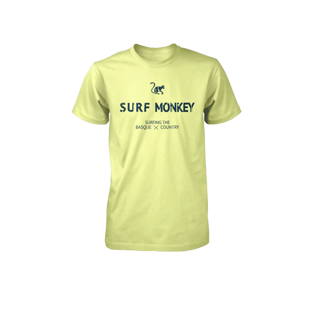 SURF Monkey Herren Kurzarm T-Shirt aus Bio-Baumwolle, Zitronengelb, XL