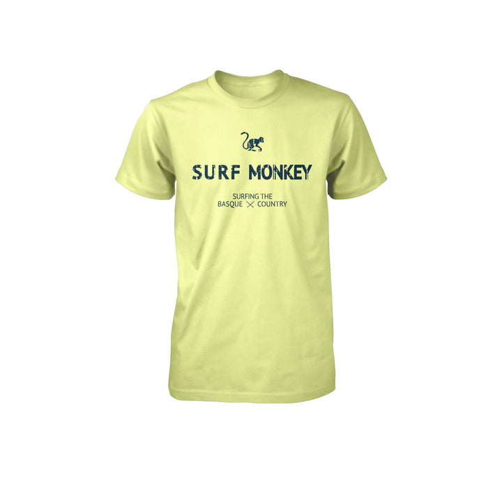 SURF Monkey Herren Kurzarm T-Shirt aus Bio-Baumwolle, Zitronengelb, XL