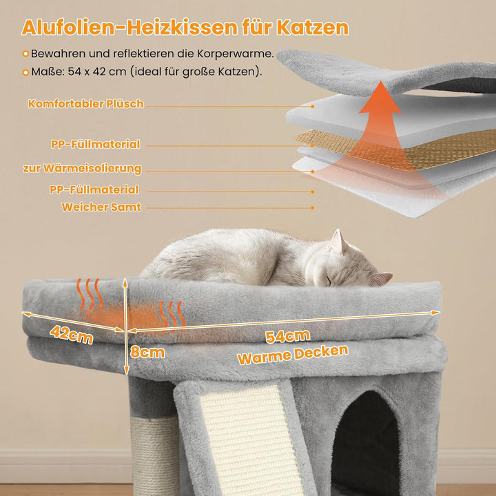 Kratzbaum klein für grosse Katzen XXL - 60cm hoch, Katzenbaum mit extra grosser Plattform (40x50cm)