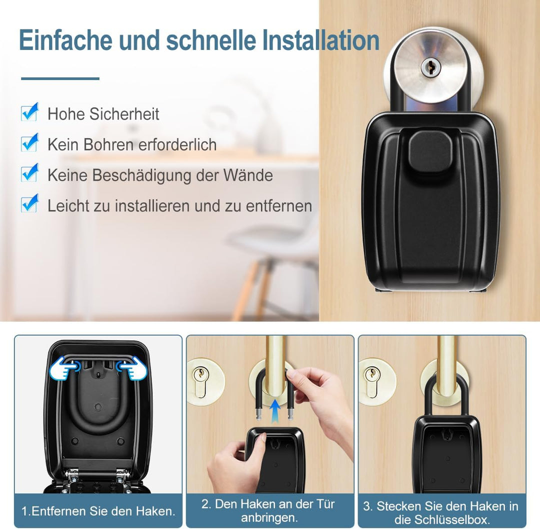 ENONEO Schlüsseltresor mit Zahlencode Schlüsselbox mit Bügel Ultra-Robustes Kleine Schlüsselsafe Aus