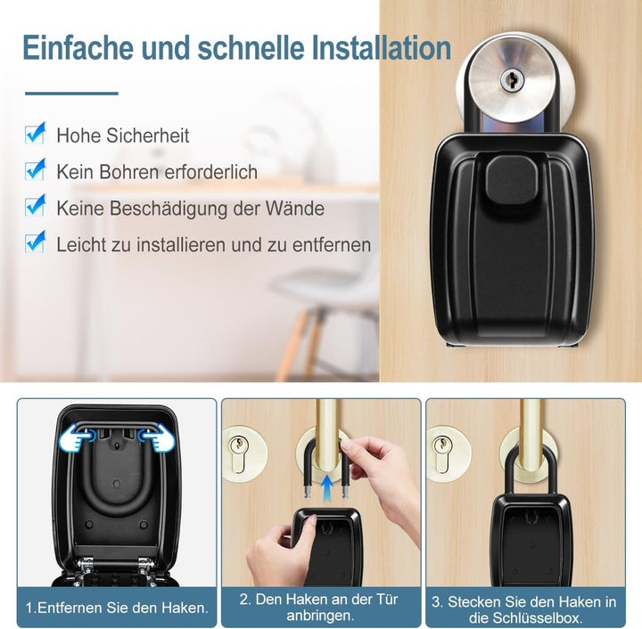 ENONEO Schlüsseltresor mit Zahlencode Schlüsselbox mit Bügel Ultra-Robustes Kleine Schlüsselsafe Aus