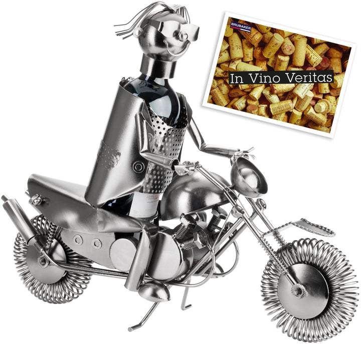 BRUBAKER Flaschenhalter Motorradfahrer Metall Skulptur Geschenk mit