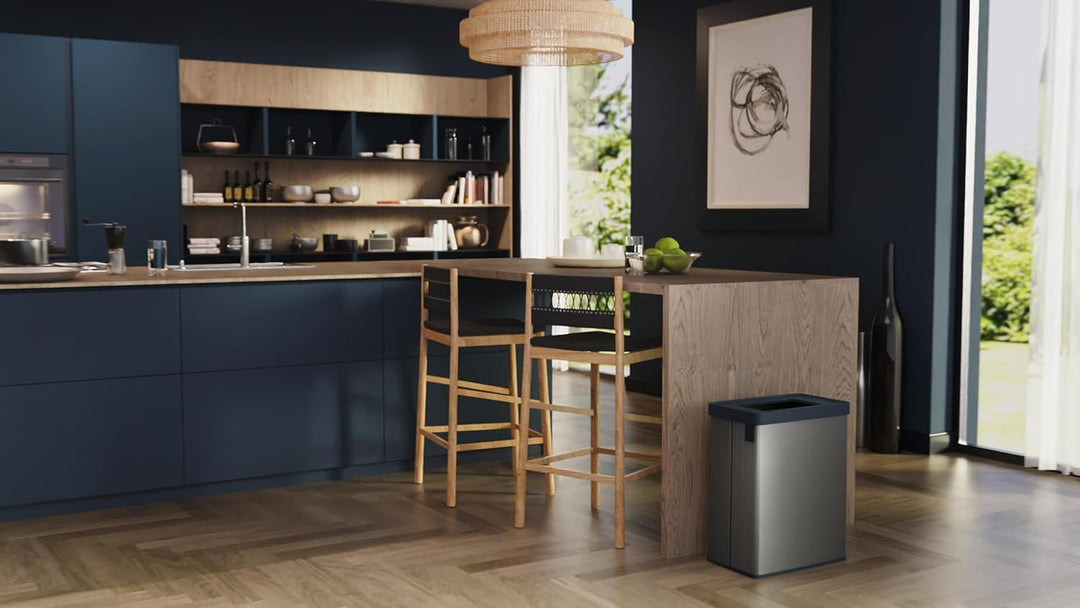 Curver Verto Recycle 54L Mülleimer für Küche, zwei Fächer, einfache Sortierung, offen, schlankes Des