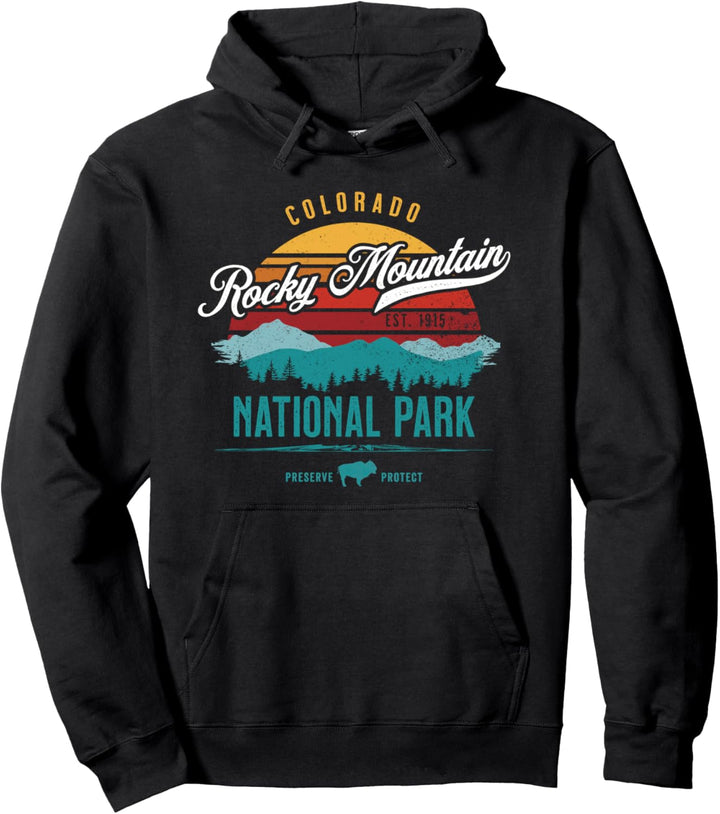 Vintage Rocky Mountain National Park Wandern Reisen Souvenir Pullover Hoodie
