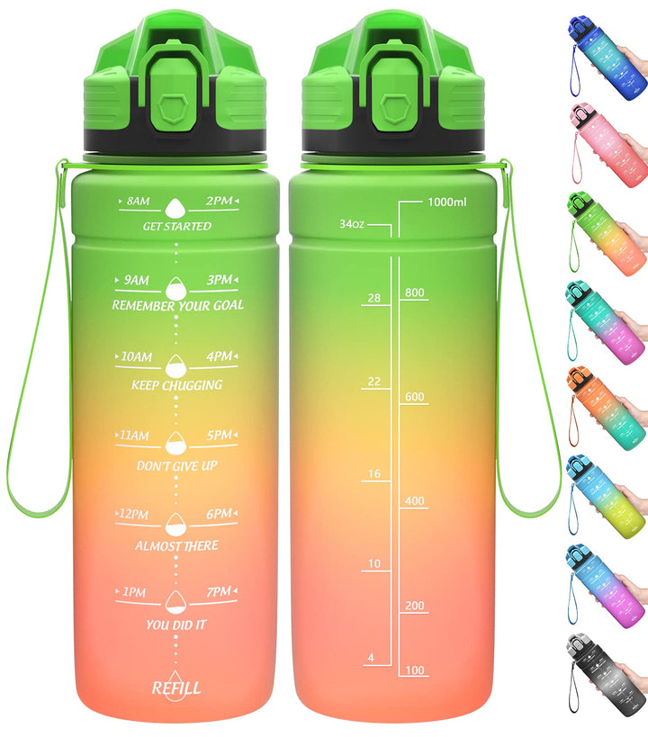 Coolfel Sport Trinkflasche 2l, 1,5l, 1l, 700ml, 500ml Trinkflasche Kinder Auslaufsicher, Motivierend