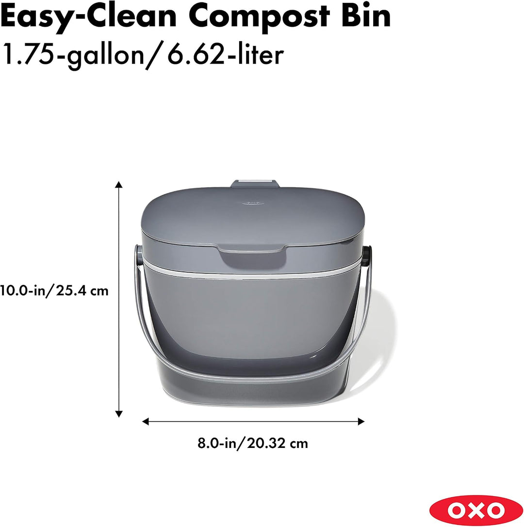 OXO Good Grips Komposteimer anthrazit – geruchsdichter Biomülleimer für die Küche – 6,6 l 6.6L Grau,