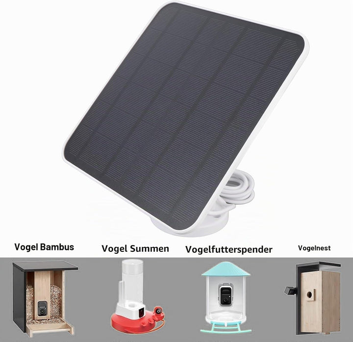 Solarpanel Ladegerät, 12W Solarpanel, mit USB C Anschluss, 9,8 Fuss Langes Kabel, 360 Grad Einstellb