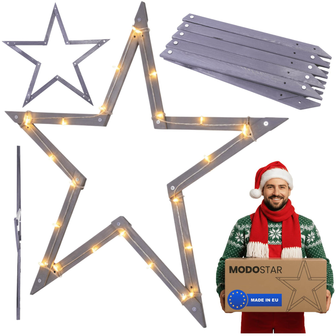 DIY Stern MODOSTAR 2D Weihnachtsstern Set aus FSC Holz, Sternabmessungen: 114 cm, zum Aufstellen im
