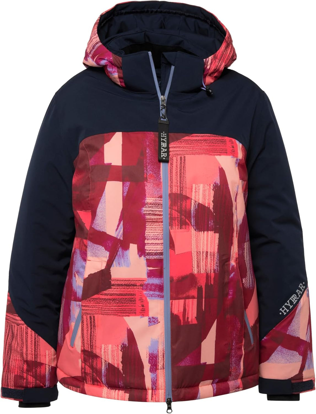 Ulla Popken Damen Funktionsjacke, Skijacke Abstrakter Druck, Wasserdicht Jacken 54-56 marine, 54-56