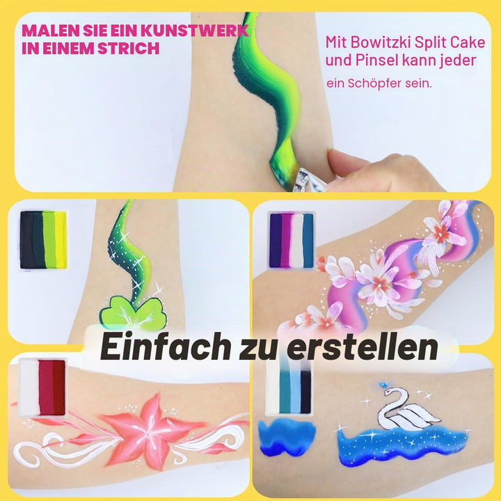 Bowitzki Professionelles Gesichtsbemalungs-Set für Kinder und Erwachsene, 12 x 10 g, Gesichtsbemalun