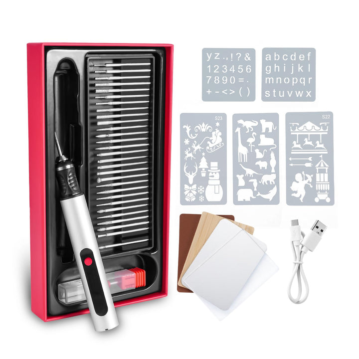Elektrisches Graviergerät für Glas & Holz, Glasgravur Set zum Gläser Gravieren, Mini Fräser Gravurse